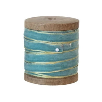 10 yd Velvet Ribbon with Metallic Edges on Wood Spool, 3 Colors (2)