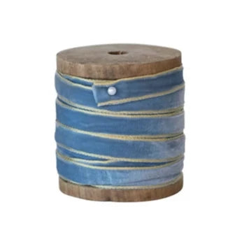 10 yd Velvet Ribbon with Metallic Edges on Wood Spool, 3 Colors (2)