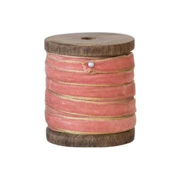 Velvet Ribbon on Wood Spool - Christmas Colors