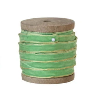 10 yd Velvet Ribbon with Metallic Edges on Wood Spool, 3 Colors (3)