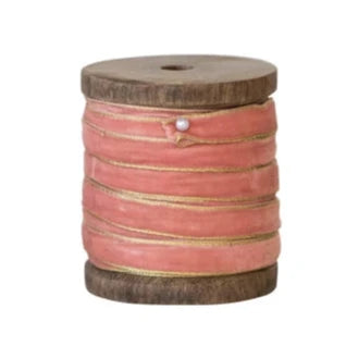 10 yd Velvet Ribbon with Metallic Edges on Wood Spool, 3 Colors (3)