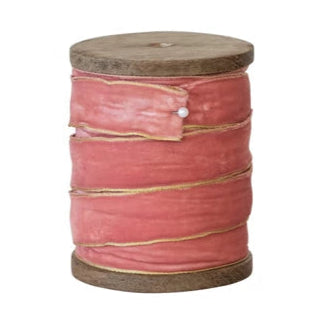Velvet Ribbon on Wood Spool - Pinks