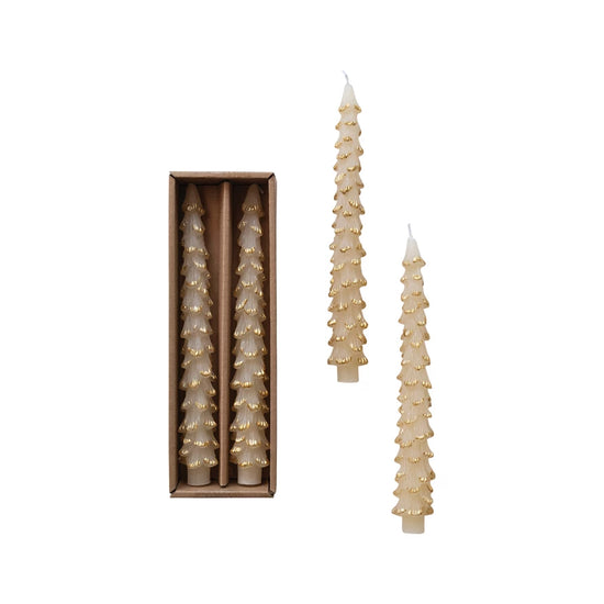 Tree Shaped Cream Taper Candles