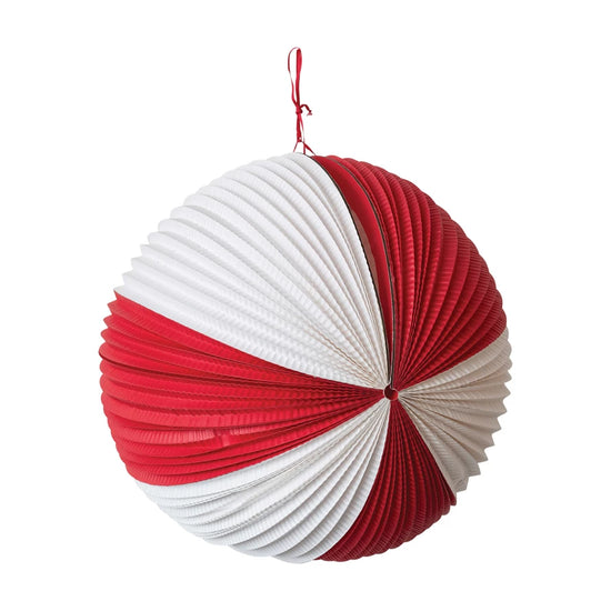 18" Red & White Paper Ball Ornament