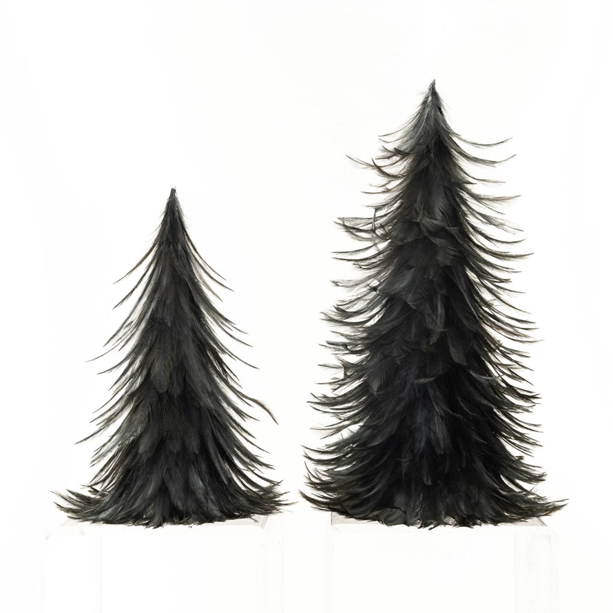 Navy Feather Trees - Set of 2