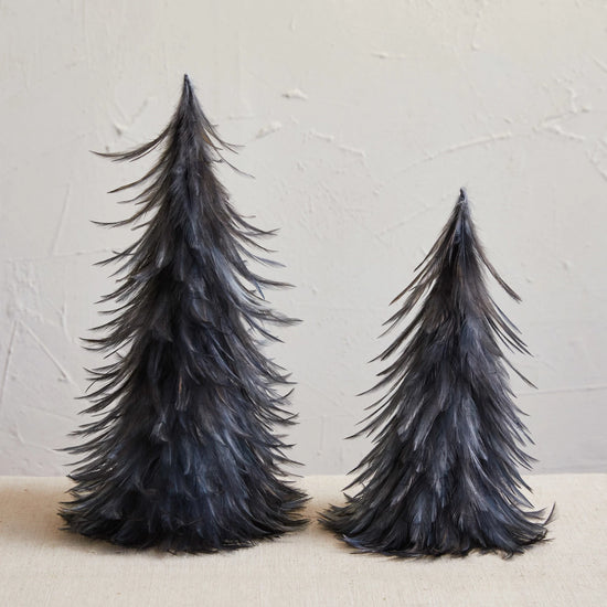 Navy Feather Trees - Set of 2