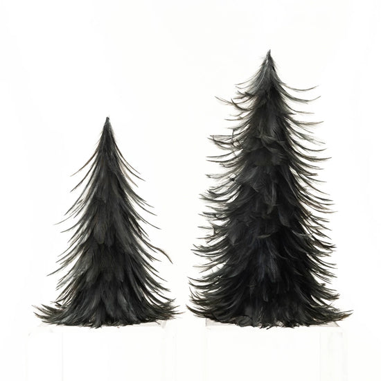 Navy Feather Trees - Set of 2