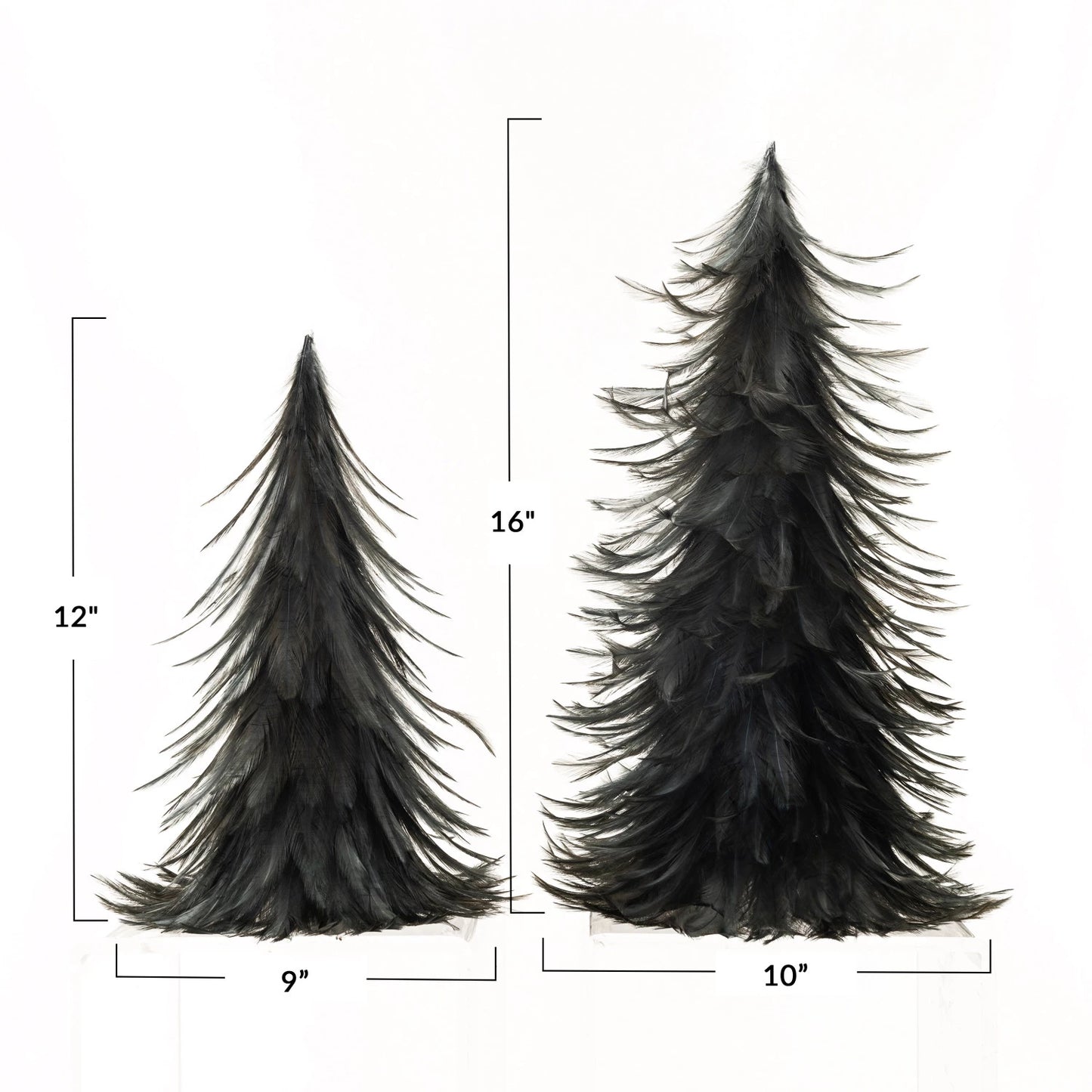 Navy Feather Trees - Set of 2