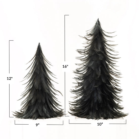 Navy Feather Trees - Set of 2