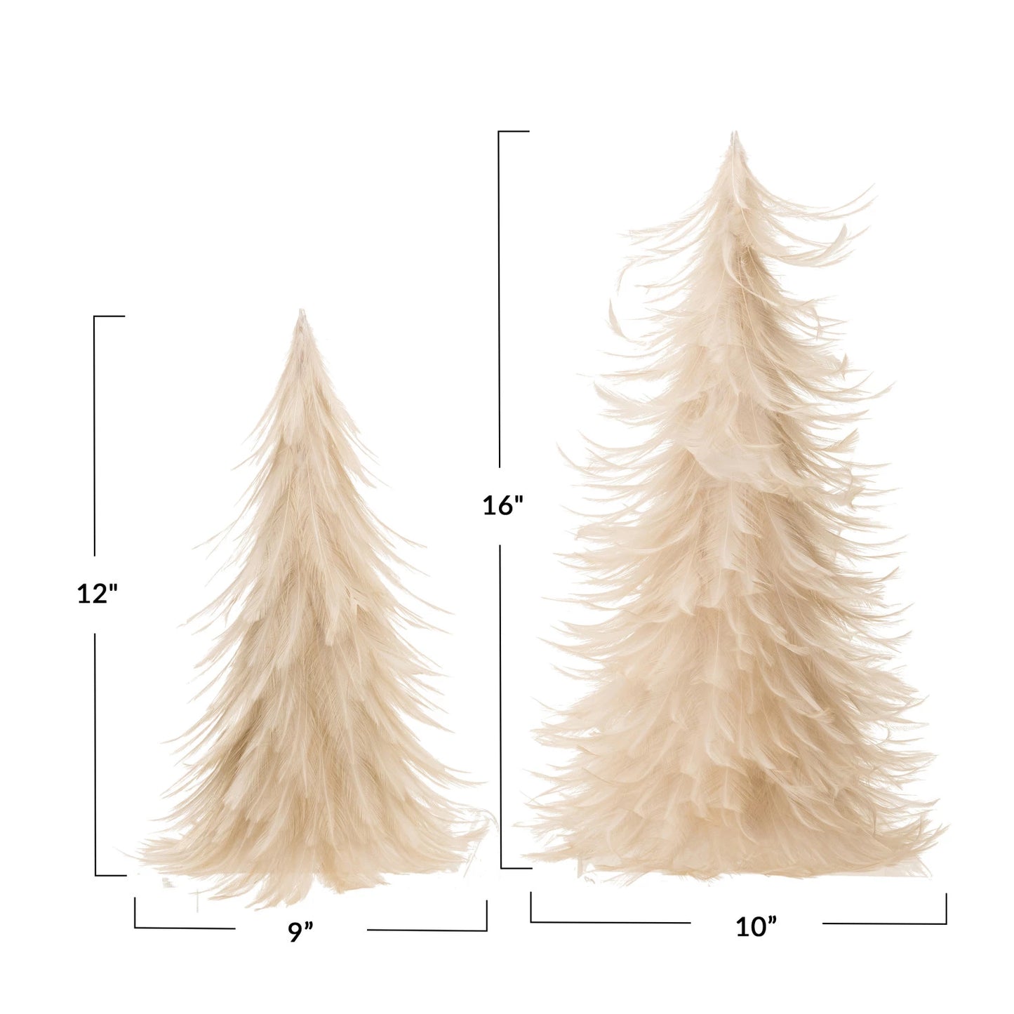Cream Feather Trees - Set of 2