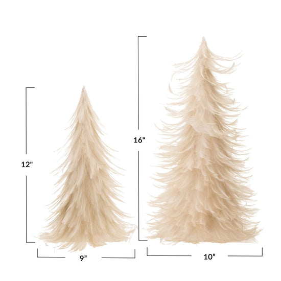 Cream Feather Trees - Set of 2