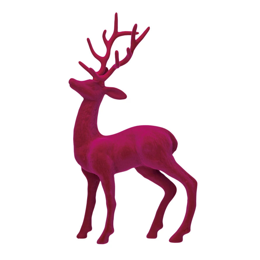 13"H Flocked Plastic Standing Deer