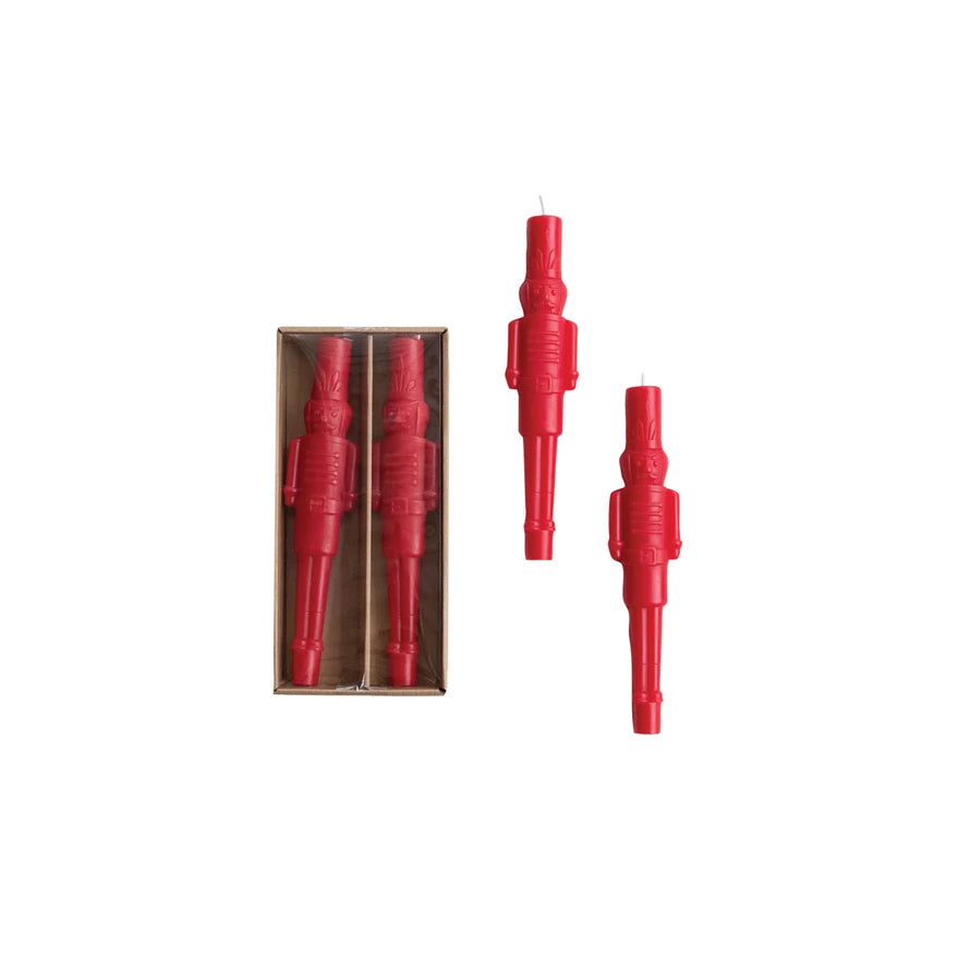 Red Nutcracker Taper Candles