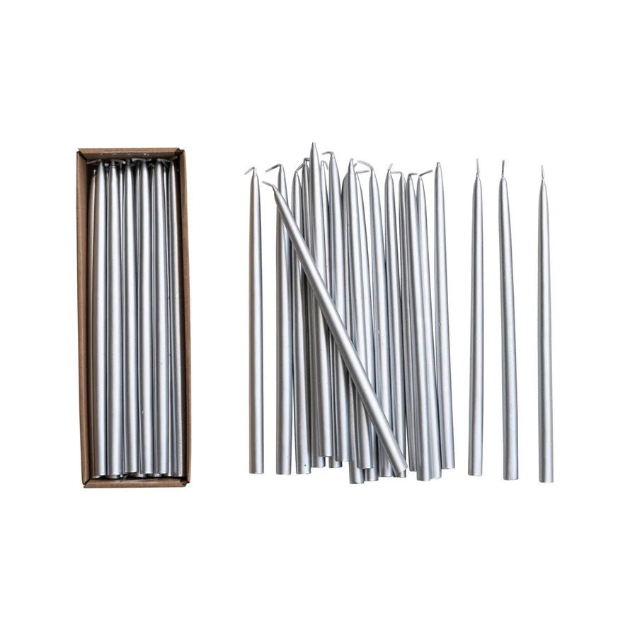 10" Silver Thin Taper Candles