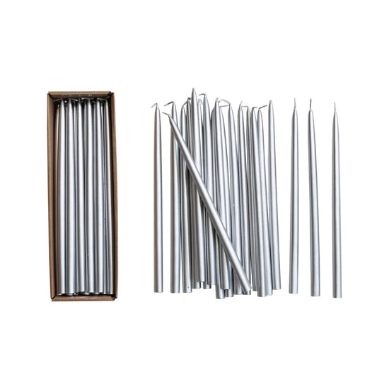 10" Silver Thin Taper Candles