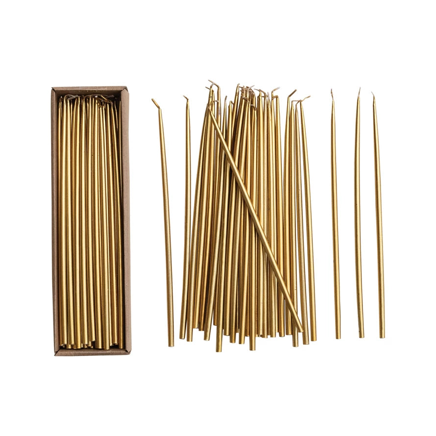 10" Gold Skinny Taper Candles