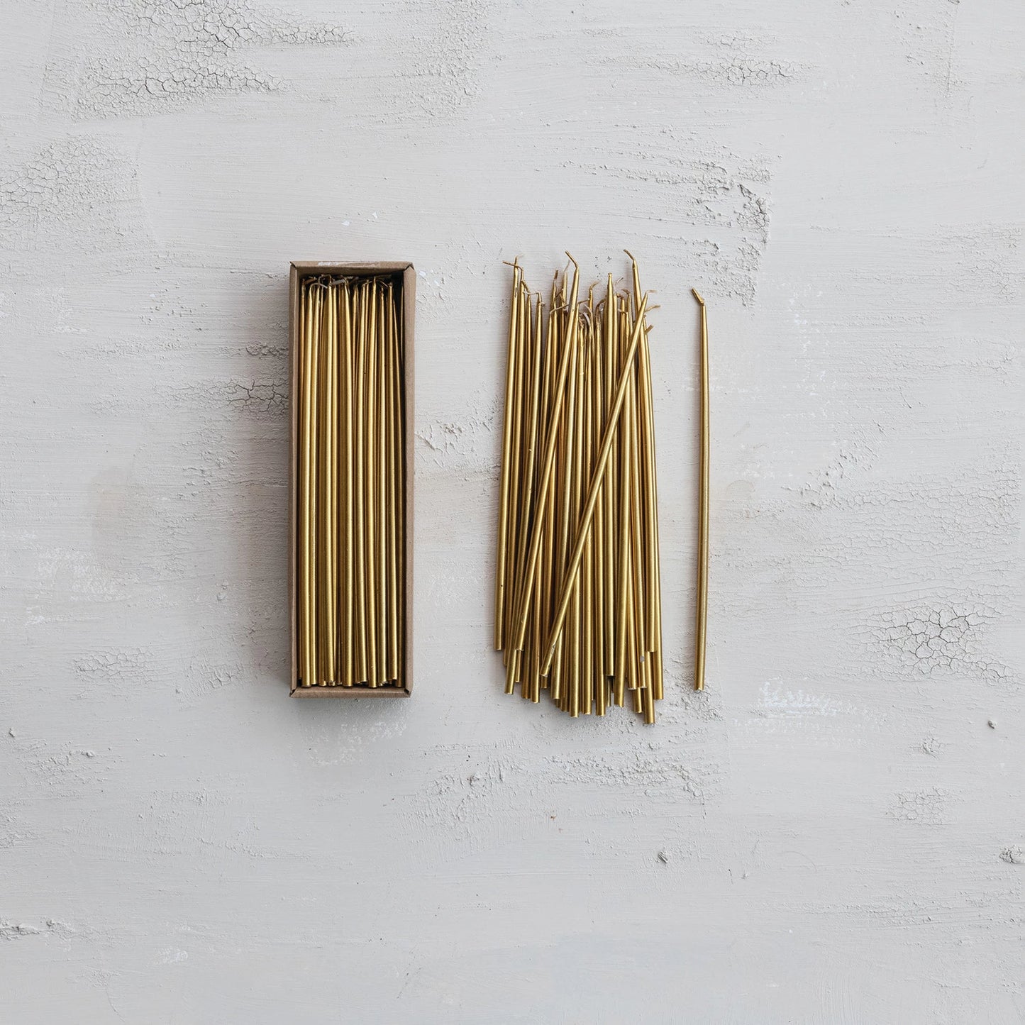 10" Gold Skinny Taper Candles