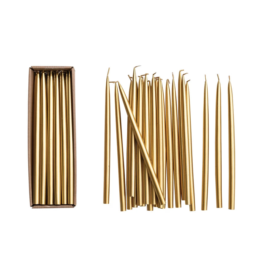 10" Gold Thin Taper Candles