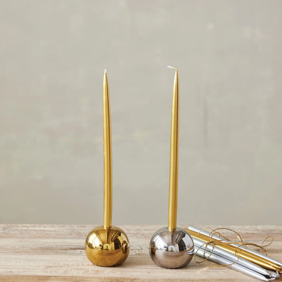Silver Ceramic Ball Candle Holder