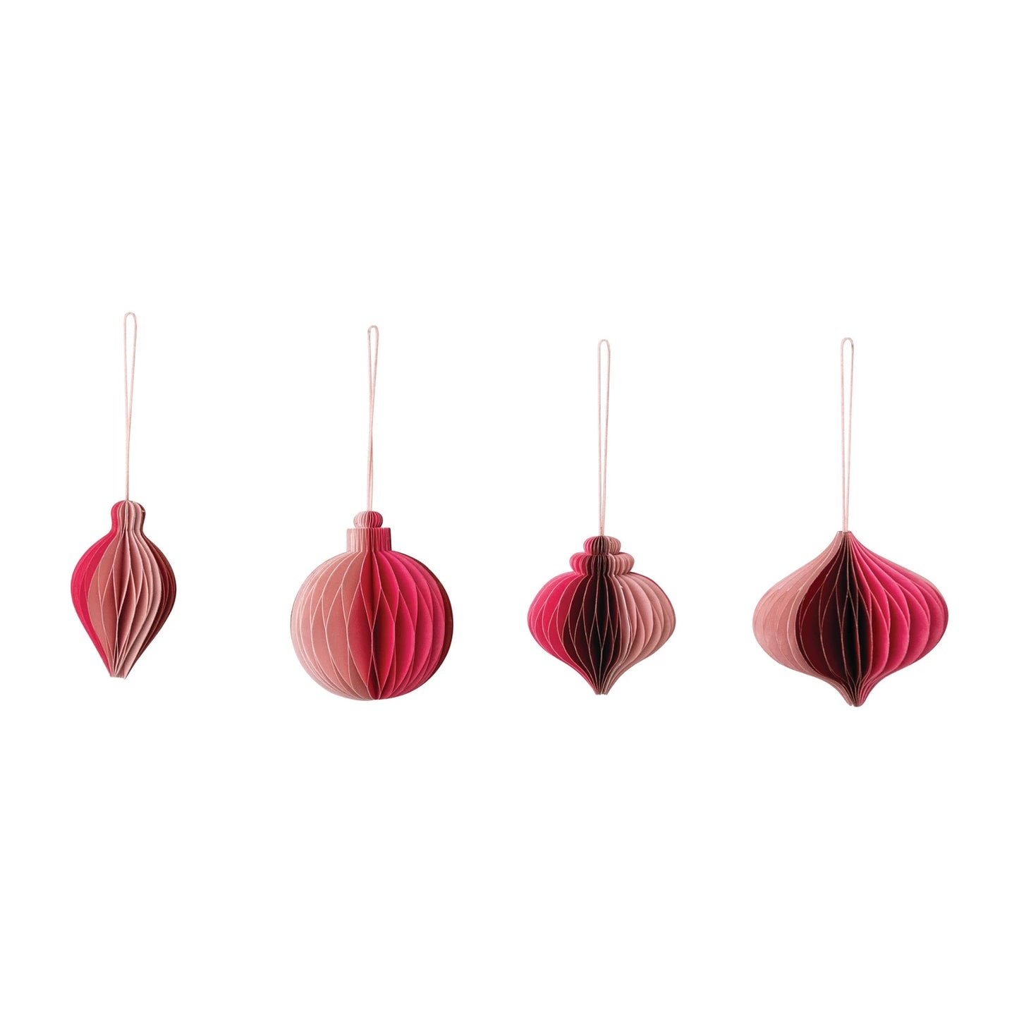 Shades of Pink Paper Honeycomb Ornaments