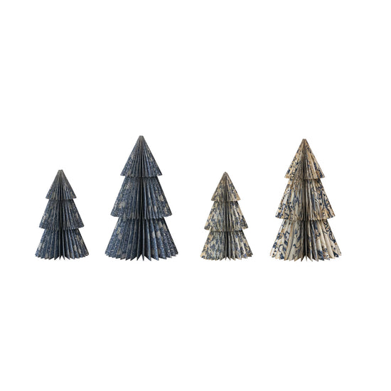 Blue & White Honeycomb Trees - Set of 2