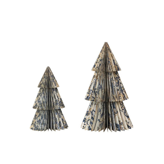 Blue & White Honeycomb Trees - Set of 2