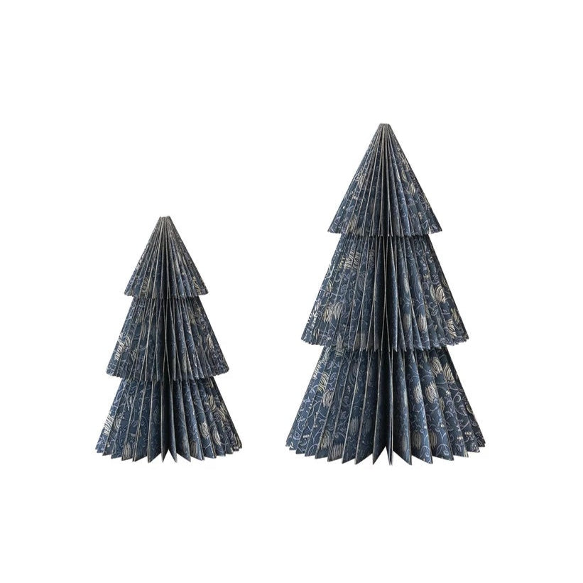 Blue & White Honeycomb Trees - Set of 2