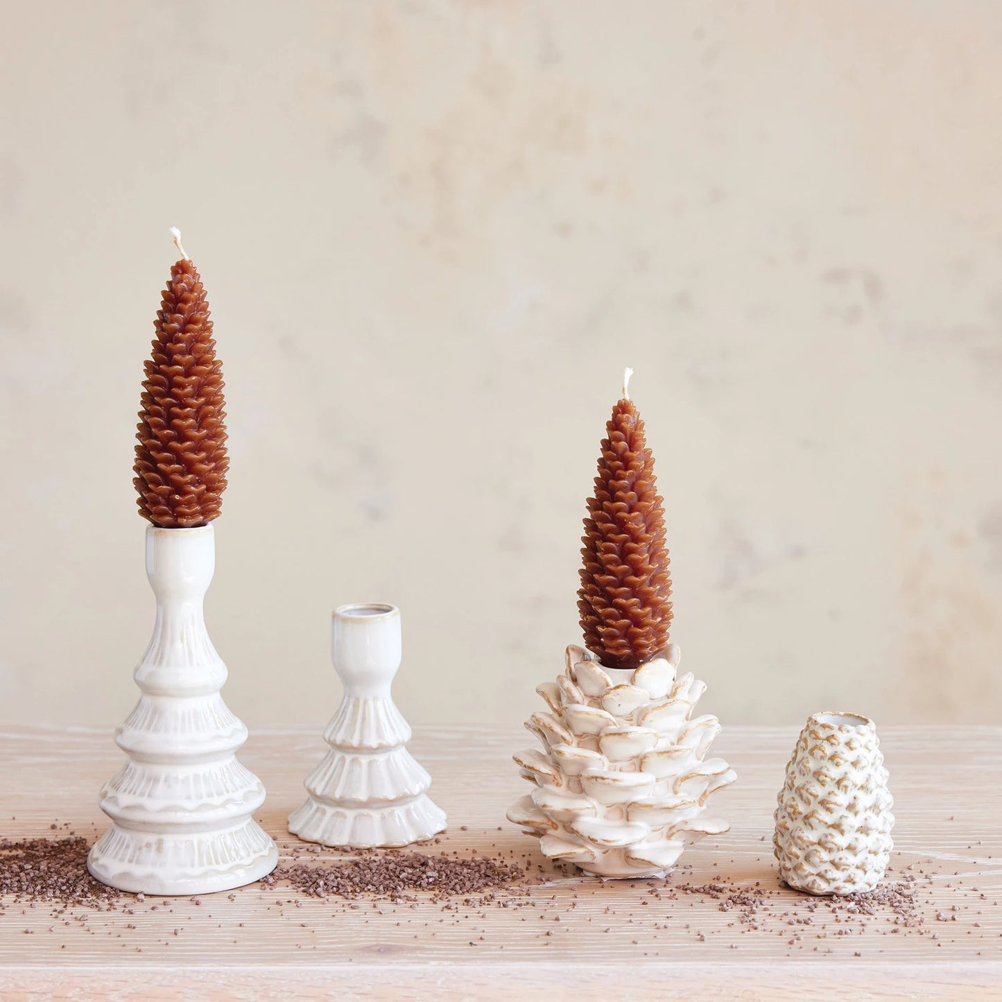 Large Stoneware Pinecone Candle Holder