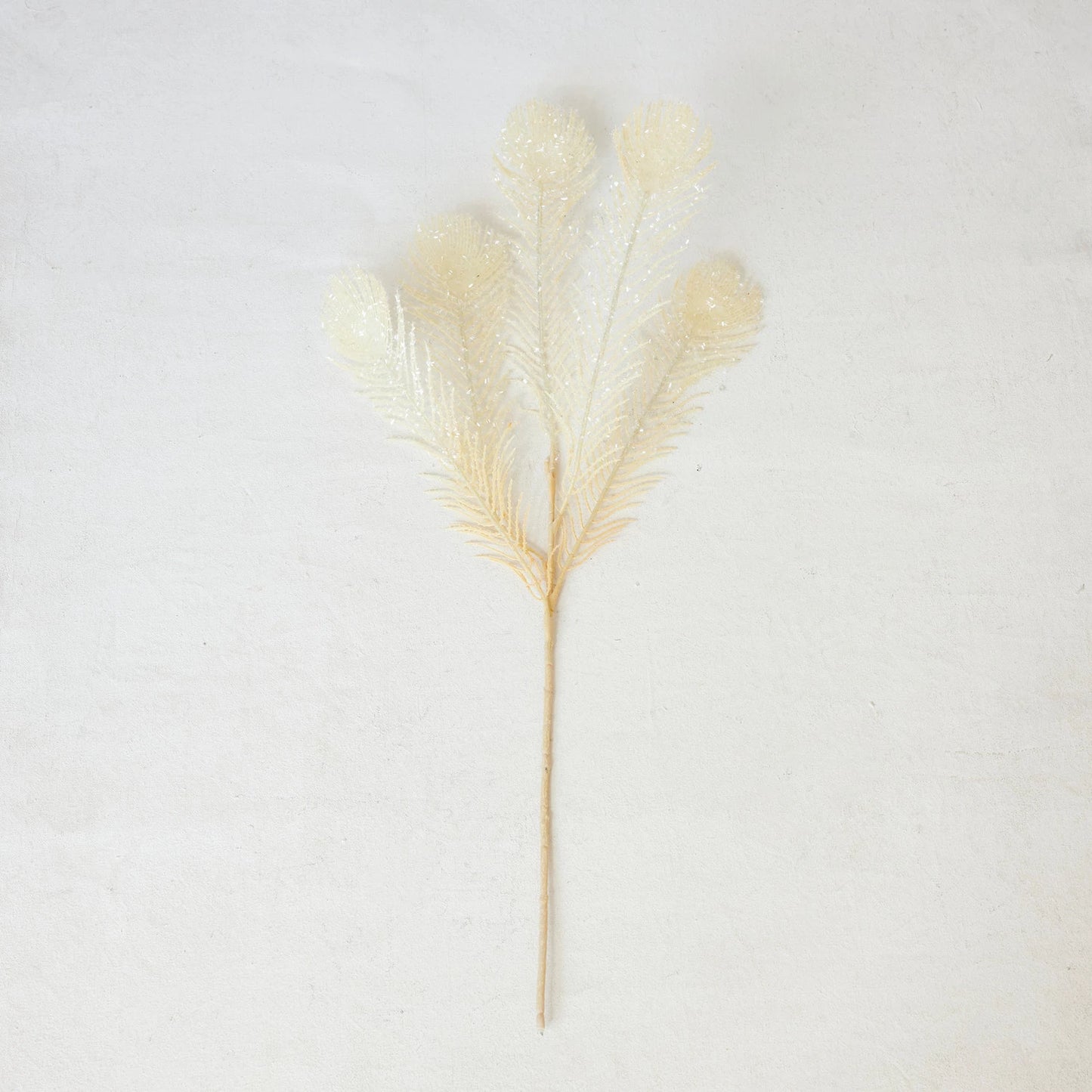 Faux Peacock Feather Spray with Glitter