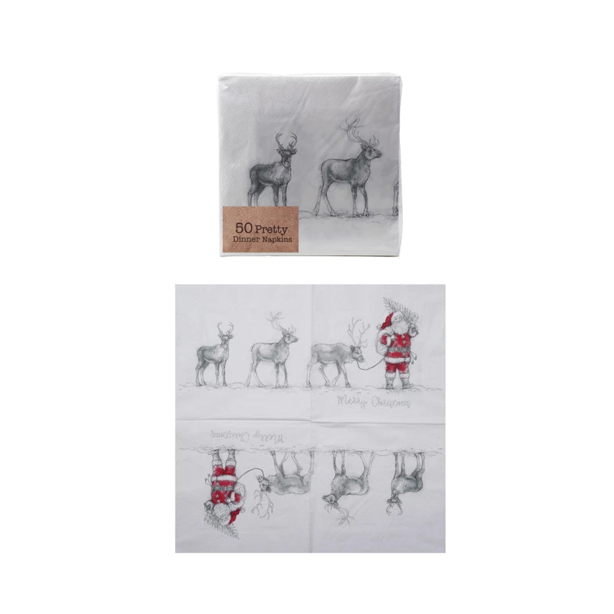 Santa & Reindeer Cocktail Napkins