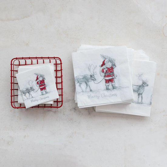 Santa & Reindeer Cocktail Napkins