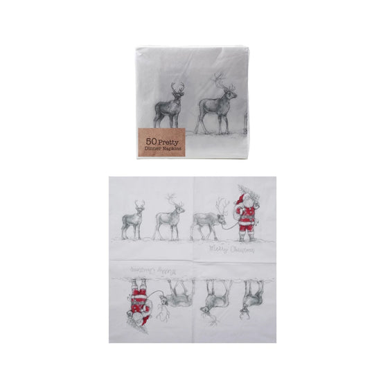 Santa & Reindeer Cocktail Napkins