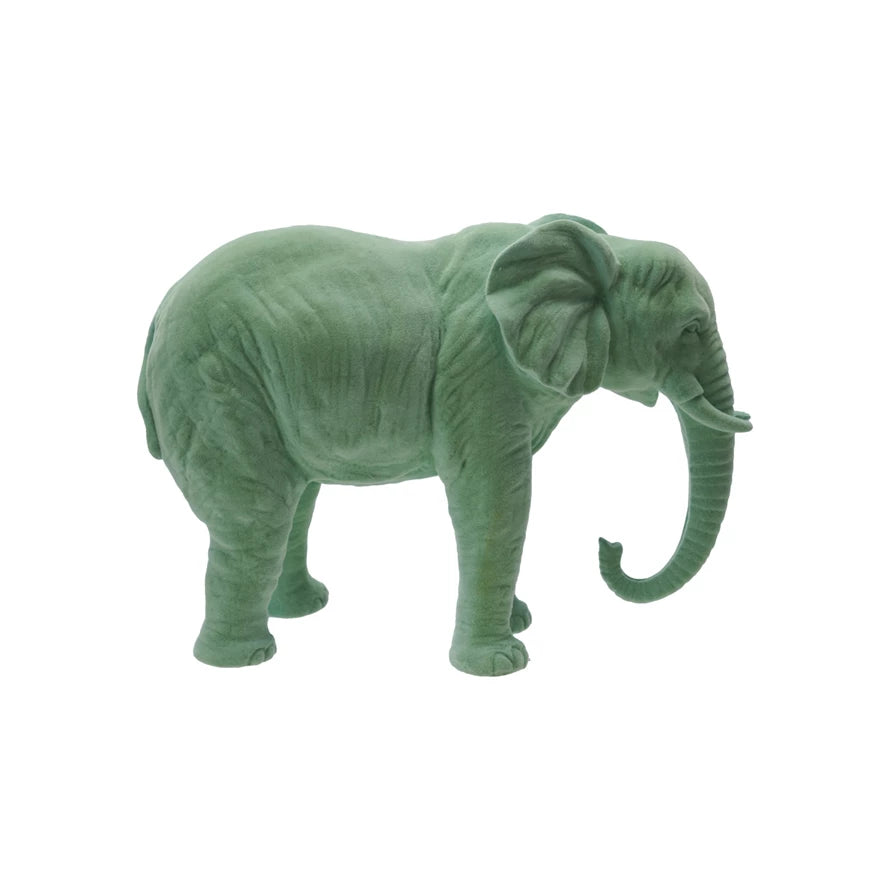 Flocked Resin Elephant