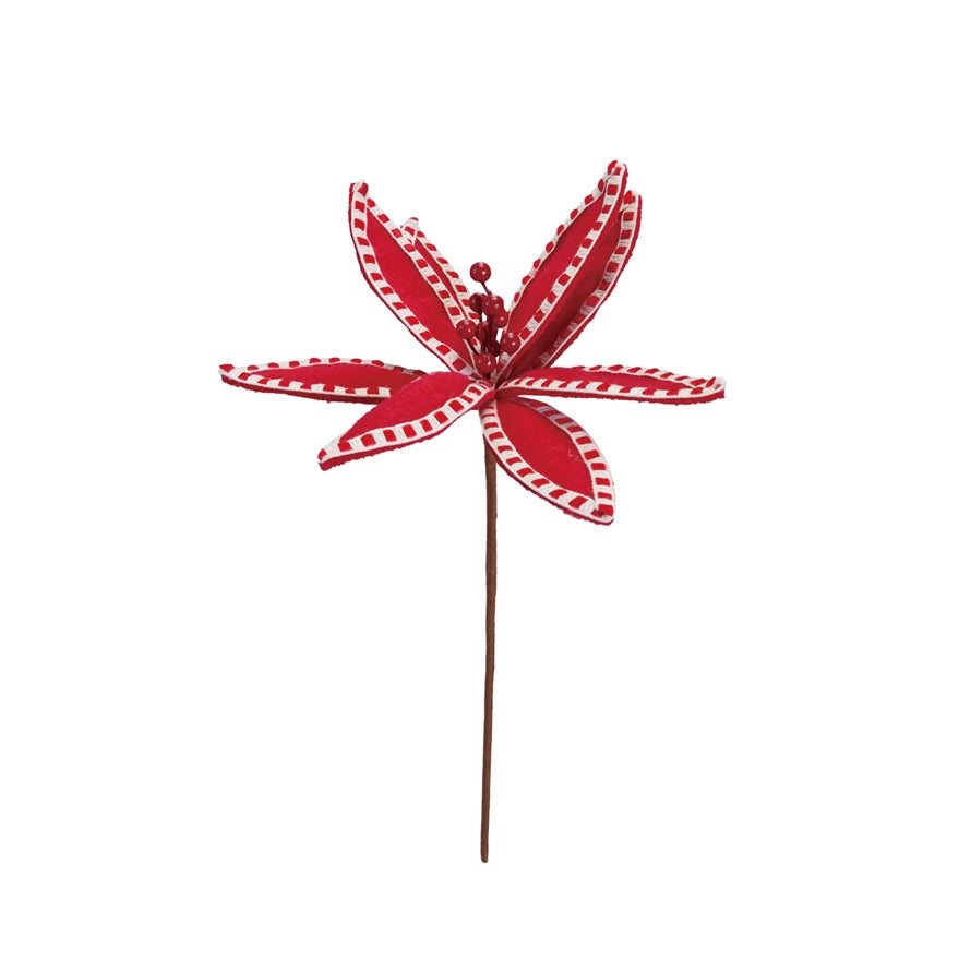 15" Fabric Poinsettia Pick