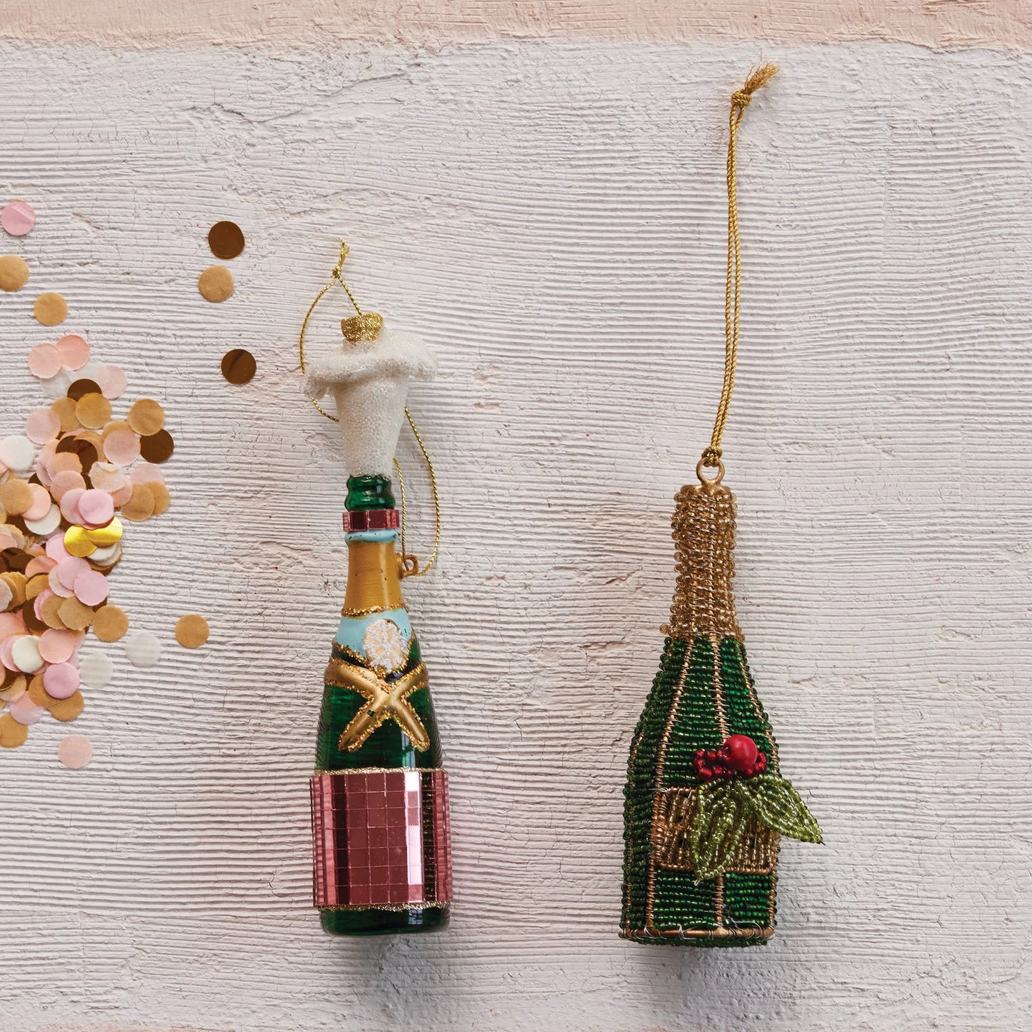 Glass Champagne Bottle Ornament