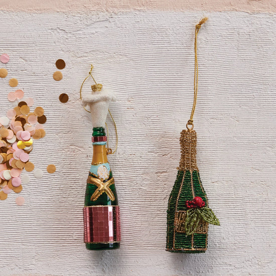 Glass Champagne Bottle Ornament