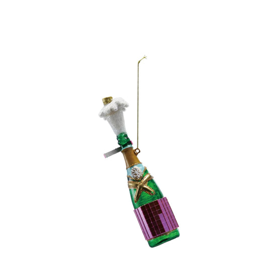 Glass Champagne Bottle Ornament