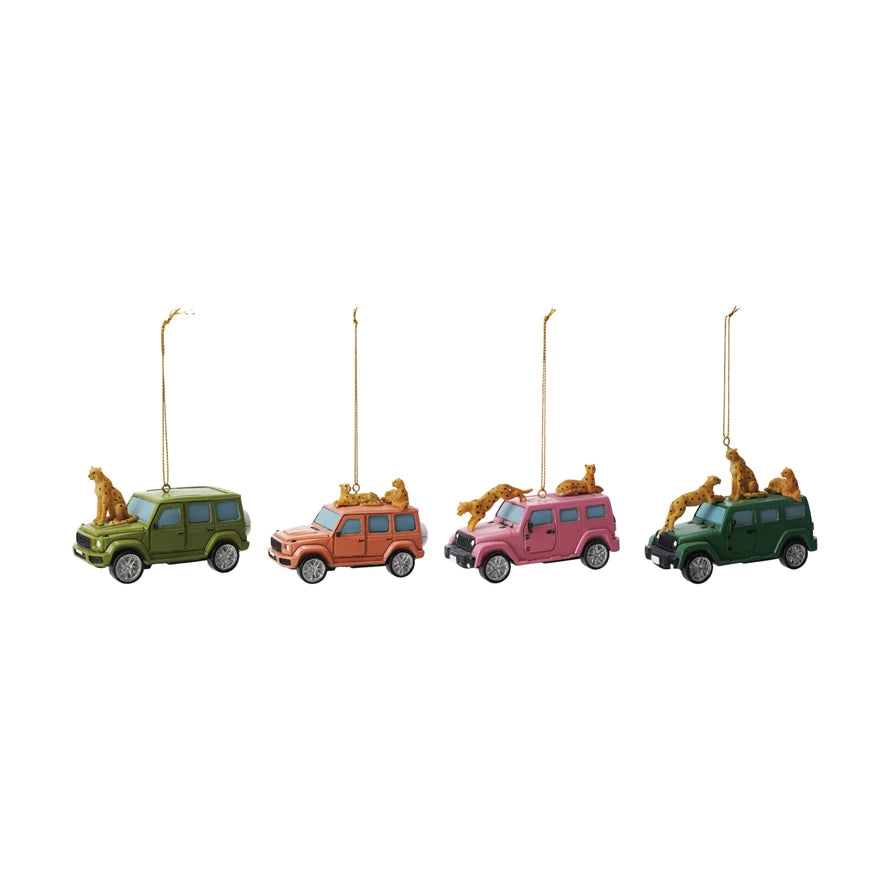 Safari Vehicle Ornament with Cheetahs