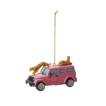 Safari Vehicle Ornament with Cheetahs
