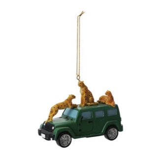 Safari Vehicle Ornament with Cheetahs