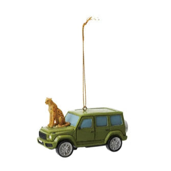 Safari Vehicle Ornament with Cheetahs