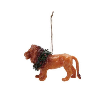Glitter Safari Animal with Wreath Ornament