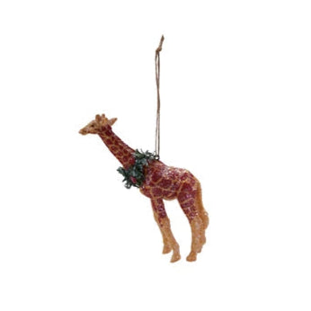 Glitter Safari Animal with Wreath Ornament