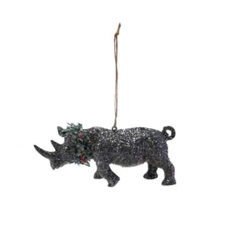 Glitter Safari Animal with Wreath Ornament