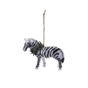 Glitter Safari Animal with Wreath Ornament