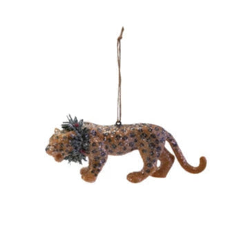 Glitter Safari Animal with Wreath Ornament