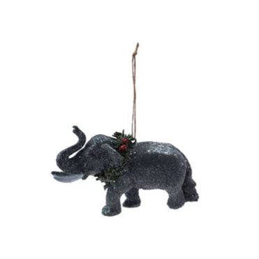 Glitter Safari Animal with Wreath Ornament