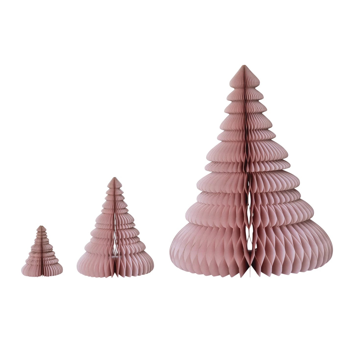Folding Honeycomb Trees, Pink Set of 3