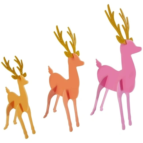Pink/Orange/Yellow Acrylic Reindeer