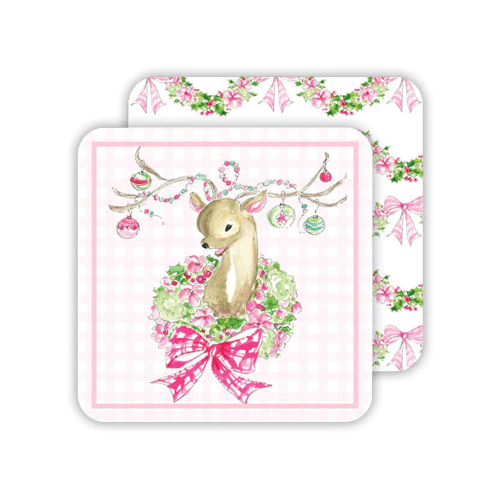 Vintage Reindeer and Ornament Paper Coaster